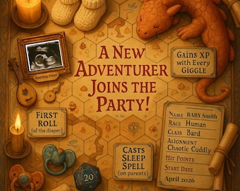 Dungeons & Dragons Baby Announcement | New Adventurer Reveal (Digital Download)