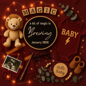 Magical Pregnancy Announcement for Social Media, Editable Letter Board Pregnancy Announcement, Digital Announcement, Instant Download