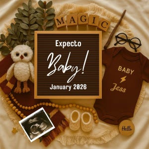 Magical Pregnancy Announcement for Social Media, Editable Letter Board Pregnancy Announcement, Digital Announcement, Instant Download