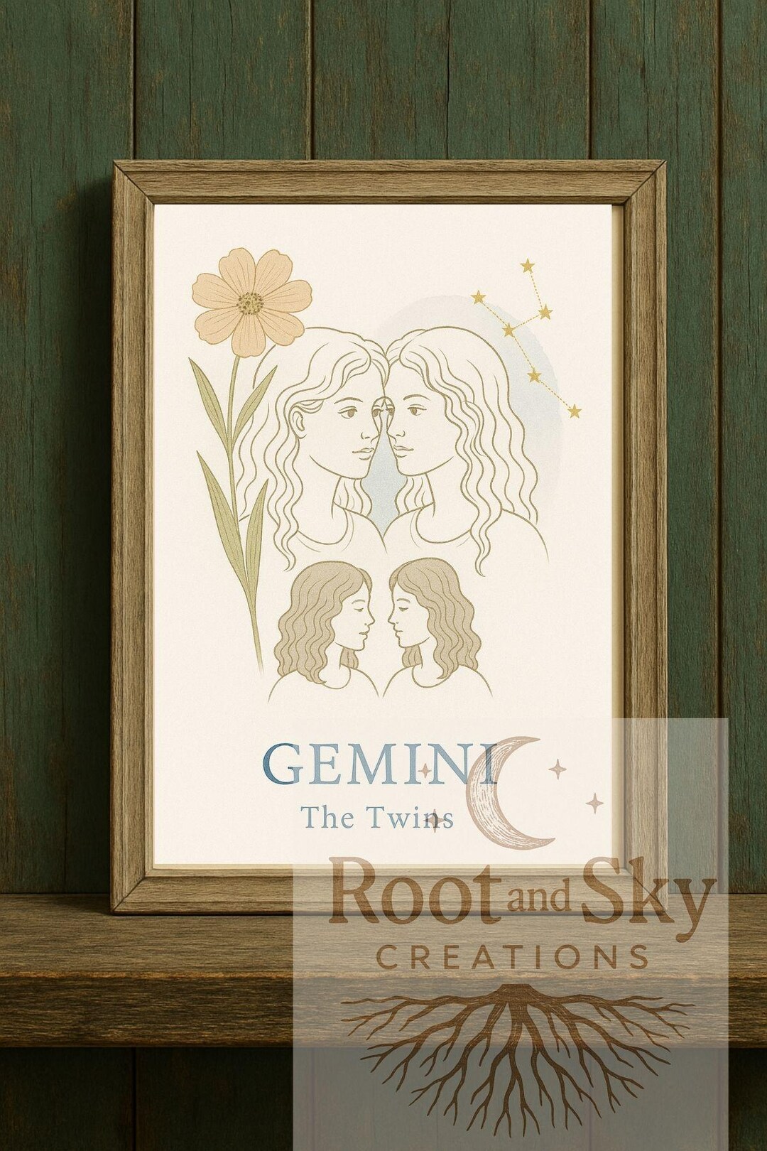 Gemini - Zodiac Wall Art Printable –minimalist Watercolor Star Sign ...