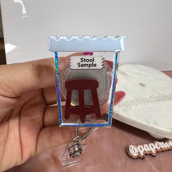 Funny stool sample badge,stool sample,gag gift, badge reel,nurse gift,nursing student,Lab week gift,shaker badge reel