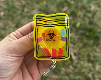 Bio hazard zip lock bag ,Phlebotomist Badge Reel, Phlebotomy student badge clip , gift for nurse graduate, nursing student,shaker badge reel