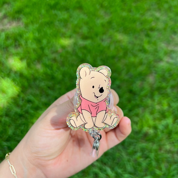 Winny  Badge holder | bash holder for pediatrician | badge clip | retractable badge | winni Pooh accessories | eyore | piglet |