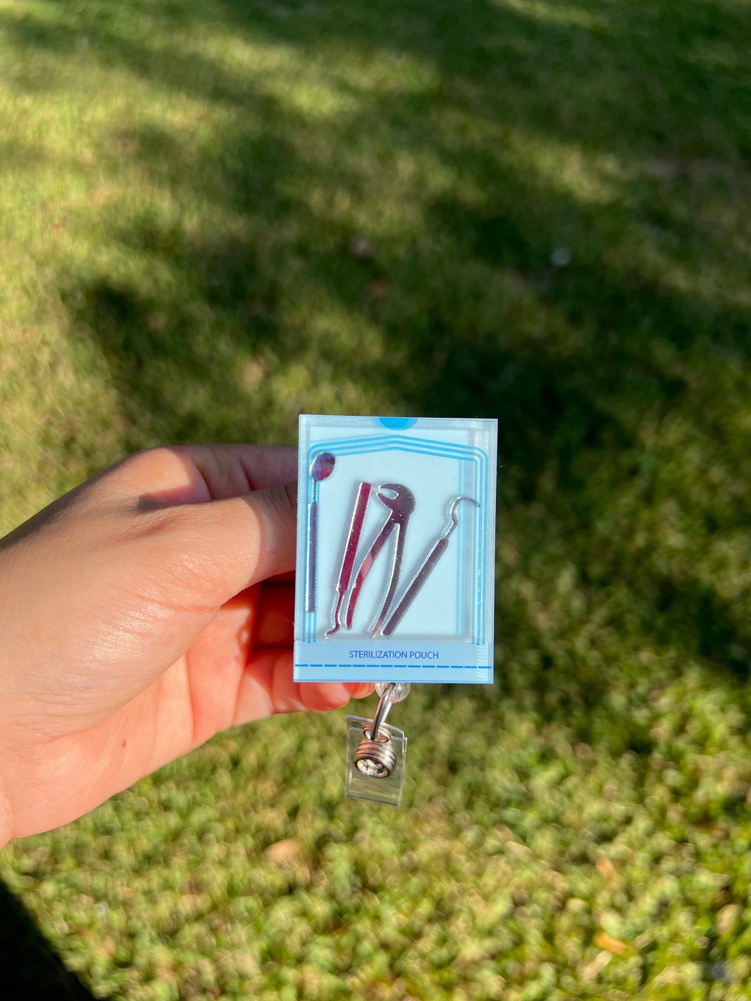 Dental Sterilization Pouch Badge Clip Dental Assistant Badge Reel