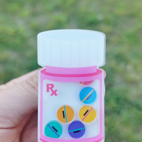 Kawaii pill bottle shaker badge reel, that’s on back order , pharmacist badge holder, interactive ID holder. Shaker badge clip