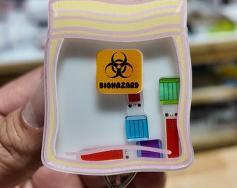 Kawai bio hazard ziplock bagbadge reel, phlebotomist ID holder. Shaker badge clip