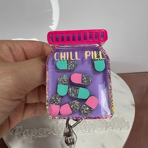 Chill Pill bottle Badge Reel| gift for pharmacist,cute nurse accessories,retractable badge reel, pharmacist tech badge clip,shaker badge ree