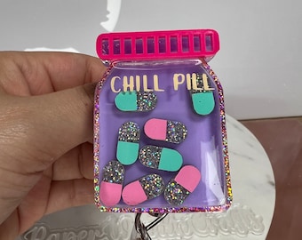 Chill Pill Bottle Badge Reel / regalo per il farmacista, accessori per infermiere carini, bobina per badge retrattile, clip per badge tecnologico farmacista, ree per badge shaker