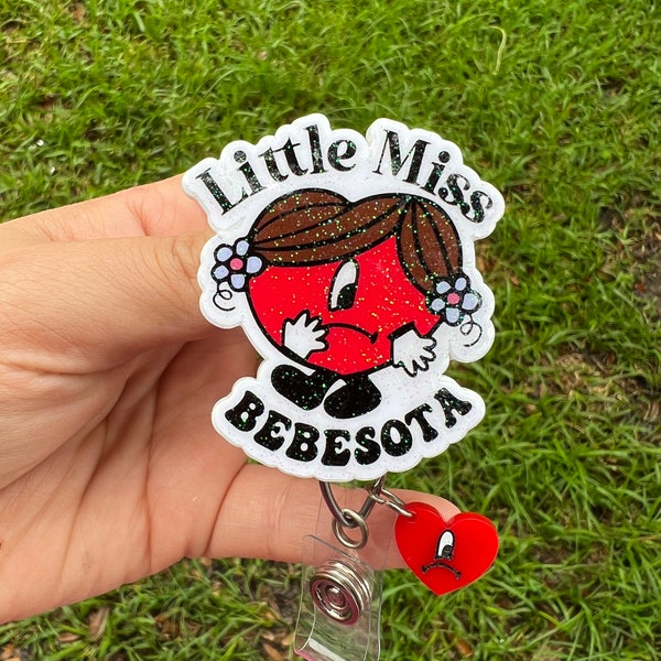 Little miss bebesota badge reel | Bad bunny merch | Un verano sin ti Badge clip | Retractable badge