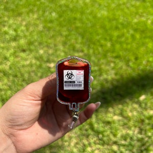 Zombie Blood Bag Badge holder |Blood Transfusion Badge Reel, IV bag Badge Reel, Phlebotomy badge reel, nursing school graduation gift