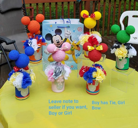 Minnie Mouse Birthday Party Table Decoration Kit - 14 Piece Set With Centerpieces & Stickers