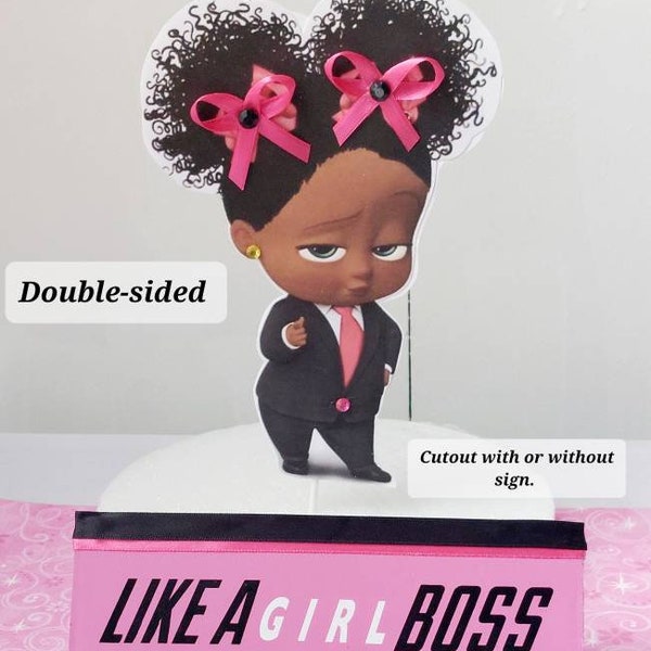 Boss Girl Party Cutout, Boss Girl Baby Shower, Boss Girl Cake Topper, Boss Girl Cutout for Centerpiece, Boss Girl African, Hispanic & White