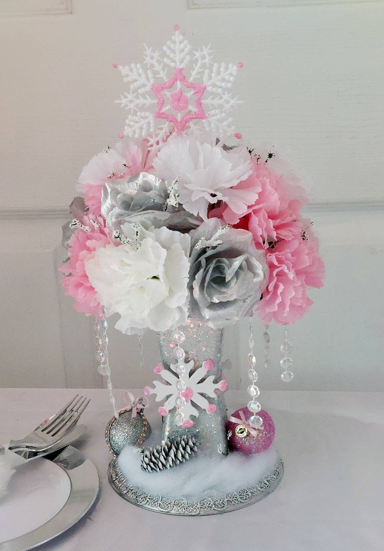 Quinceanera Decor, Hot pink is the theme! Winter white twig…