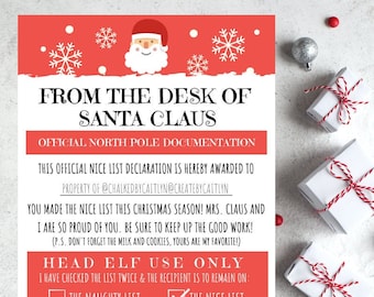 From The Desk Of Santa Claus - North Pole Documentation - Nice List - Naughty List - Elf Merry Christmas Santa Letter