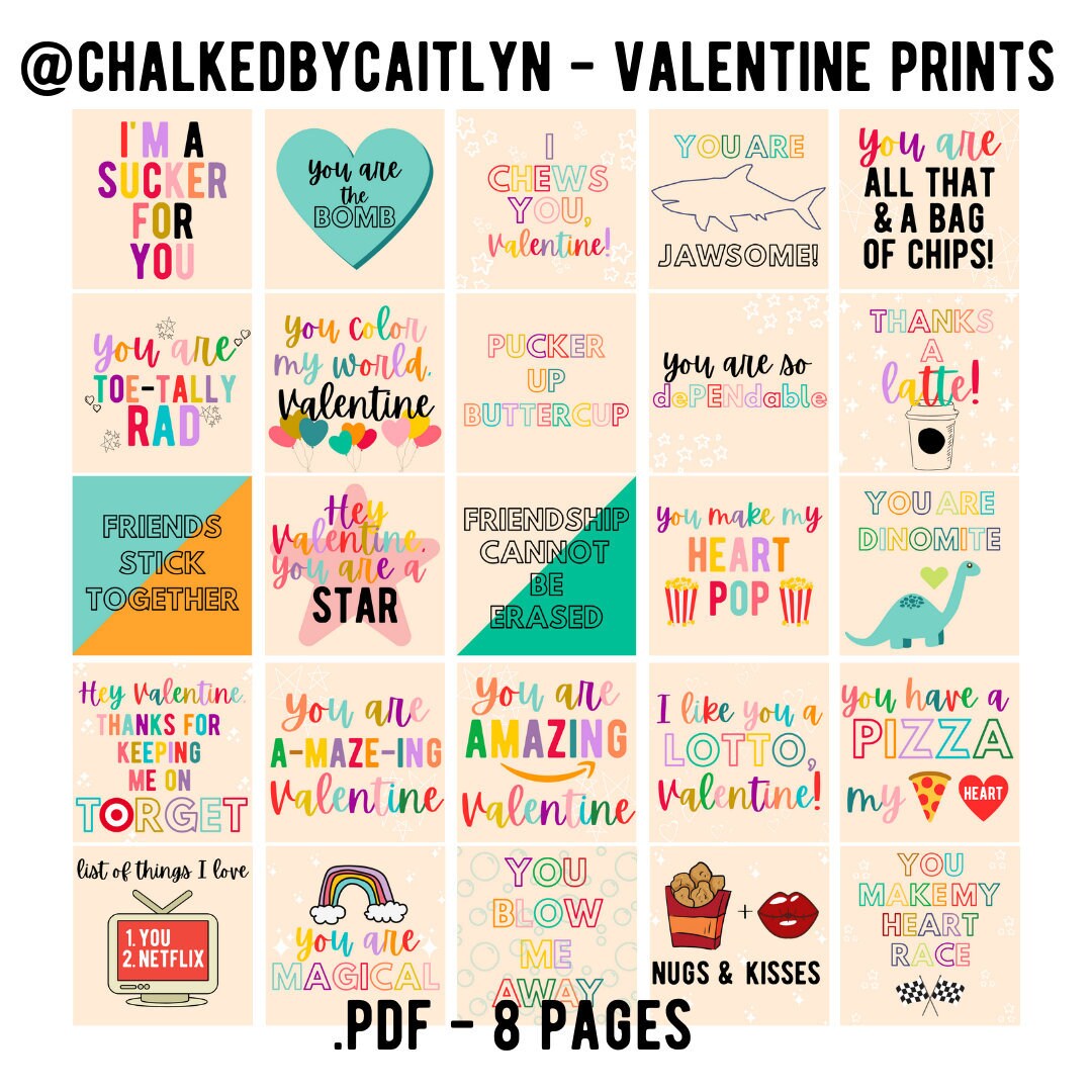 Valentine Card Printable Digital Download Gift Card Teacher Student ...