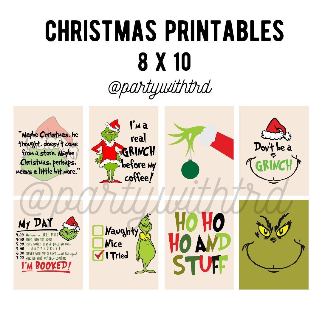 Christmas Printables 8x10 the Grinch Merry Christmas Git Tags Printable