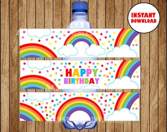 Rainbow Water Label Etsy