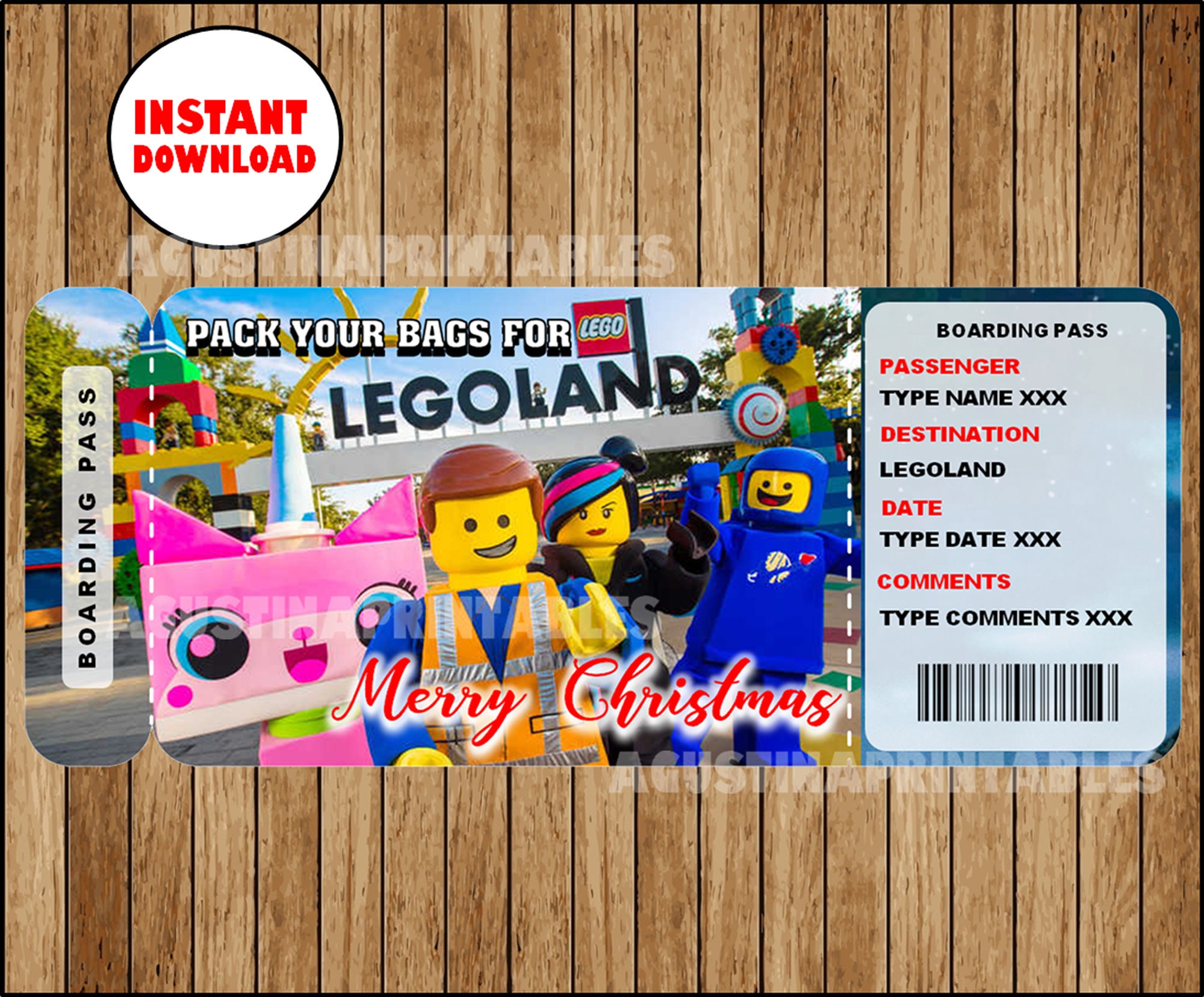 printable ticket to park park boarding pass customizable etsy