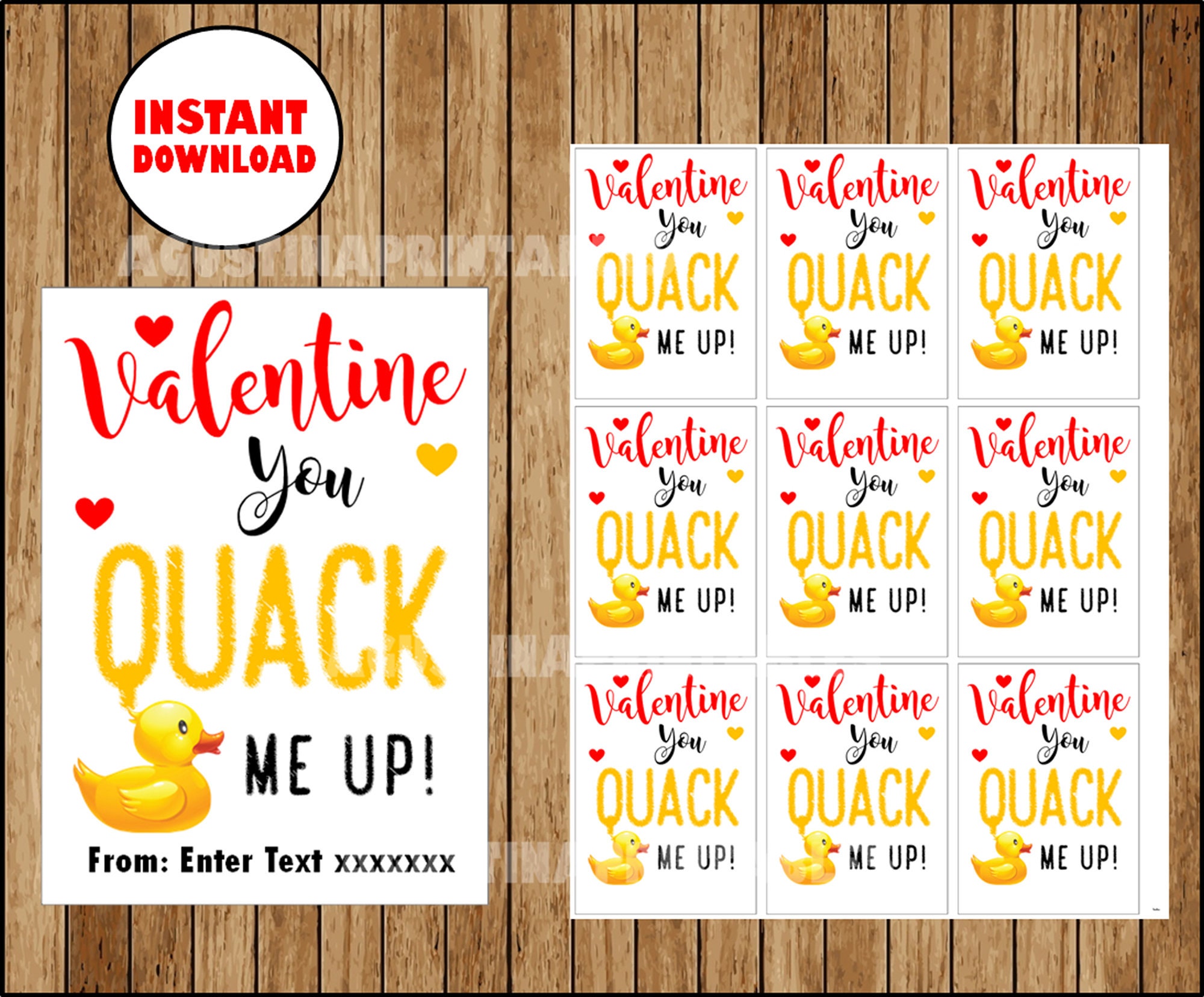 You Quack Me Up Kid PRINTABLE Valentine Editable Personalized Custom Valentine Etsy