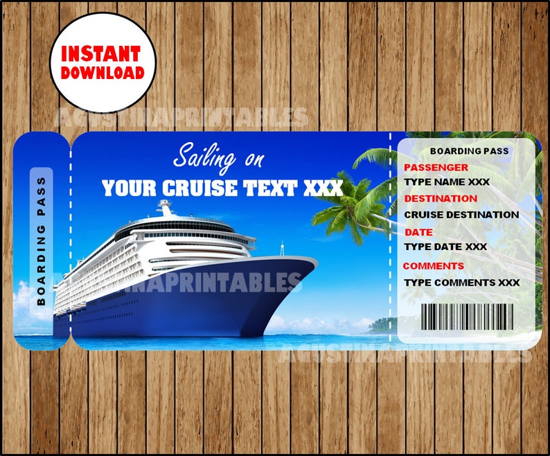 printable cruise vacation surprise ticket boarding pass etsy
