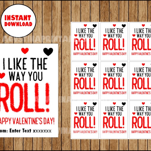 Valentine Printable I LIKE the WAY You ROLL Instant Etsy