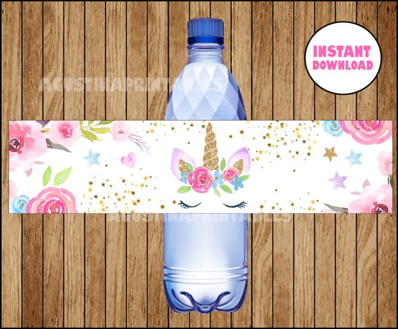 unicorn water bottle labels diy unicorn water bottle labels printable unicorn water bottle labels template instant download