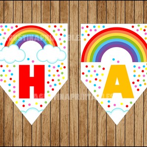 Rainbow Birthday Banner, Rainbow Happy Birthday Banner Printable, Rainbow Party Banner, Instant ...