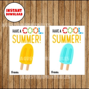 Bleib cool in diesem Sommer Freeze Pop Freezer Ice Pops druckbare Tags für Ende des Schuljahres Geschenke