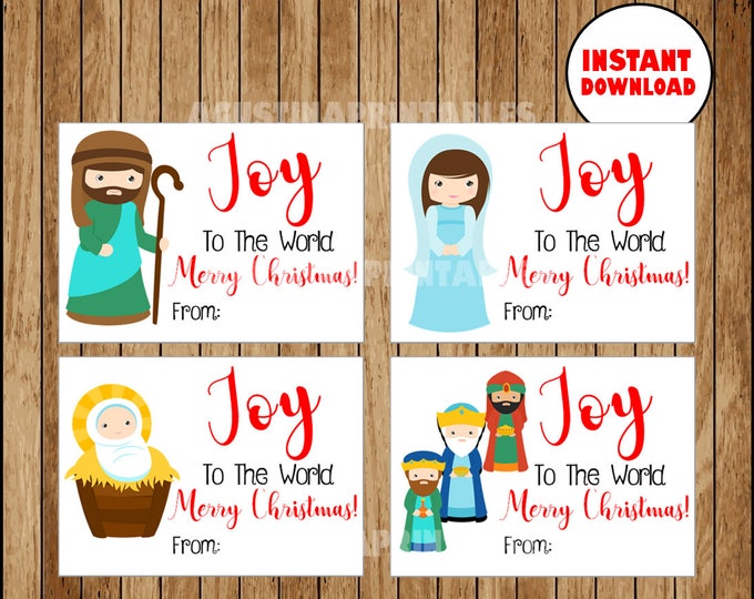 Kids Nativity Gift Tag, Christmas Printable Tags, Christmas Favor Tags ...