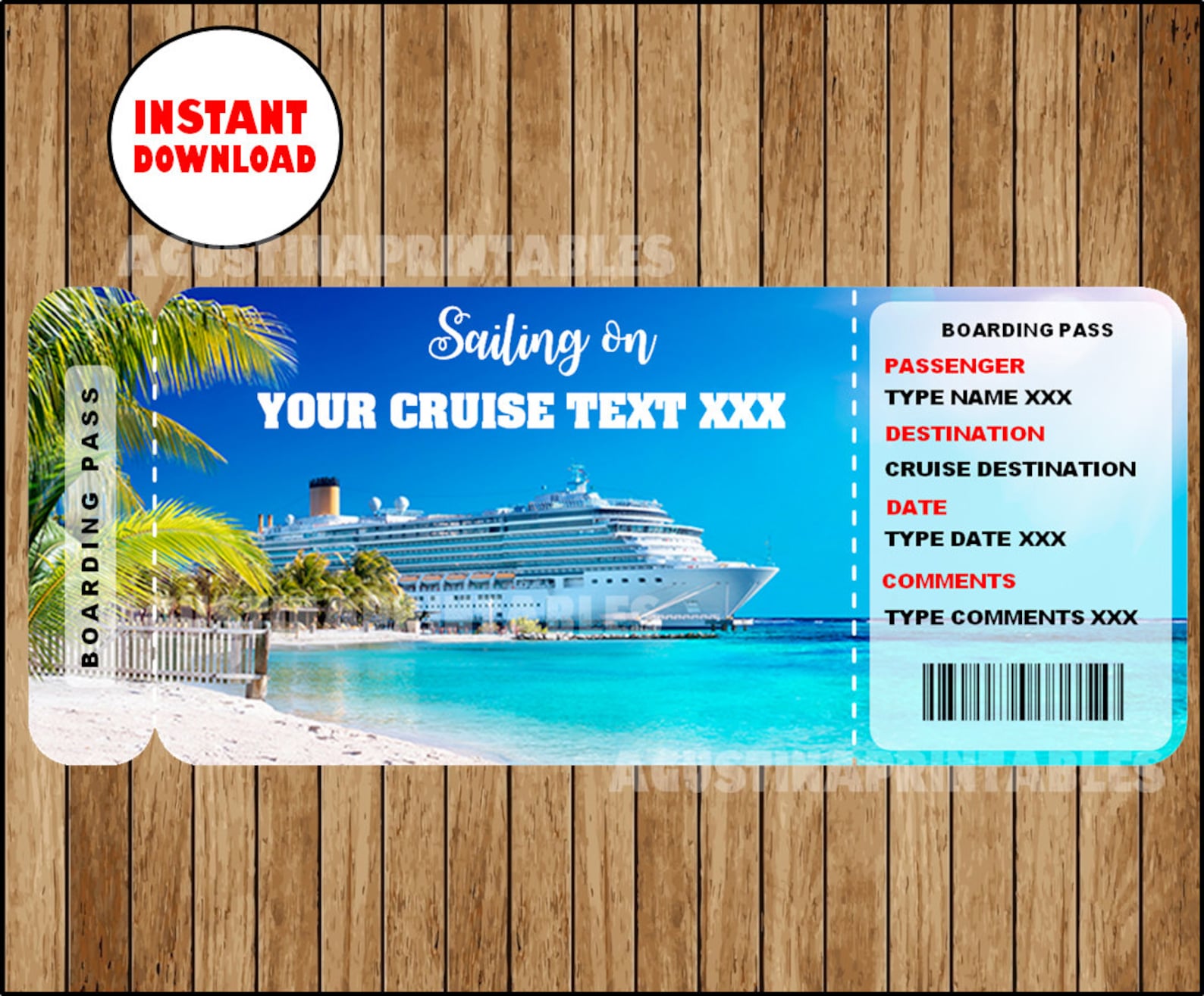 Printable Cruise Vacation Surprise Ticket Boarding Pass, Customizable ... Printable Cruise Vacation Surprise Ticket Boarding Pass, Customizable ...