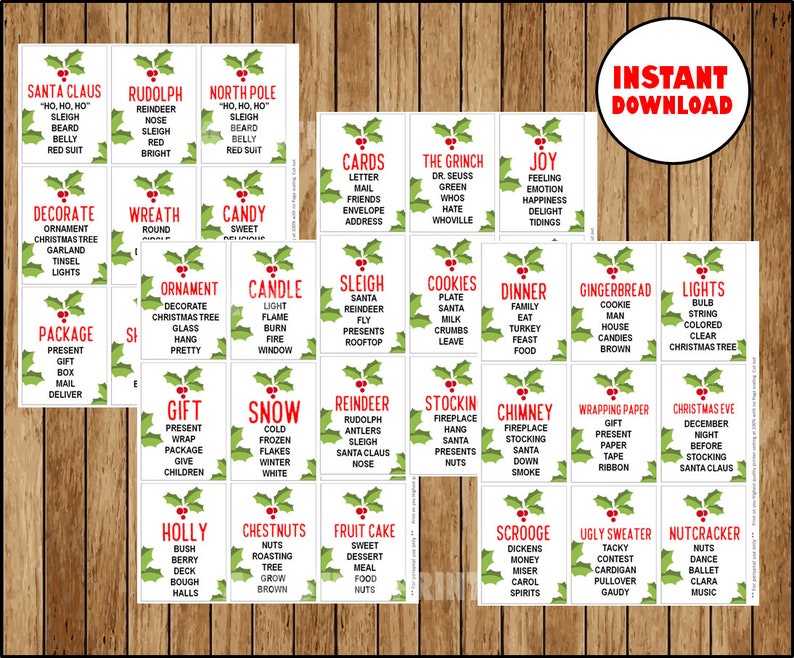 INSTANT DOWNLOAD Christmas Taboo Printable Christmas Game - Etsy