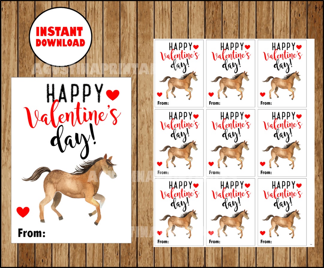 Kids Valentine Cards, Horse Valentine, Printable Cards, Classroom ...