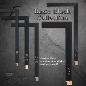 Handmade Black Picture Frame: Hardwood, Archival Backing. Conservation clear glass or acrylic.