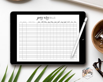 Digital Planner Page - Monthly Bills Checklist, Goodnotes I Simple, Black and White