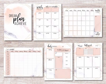 Geometric Watercolor Digital Planner Pages SET l GoodNotes Inserts - Yearly, Monthly, Weekly, Daily, Hourly Schedule Planner