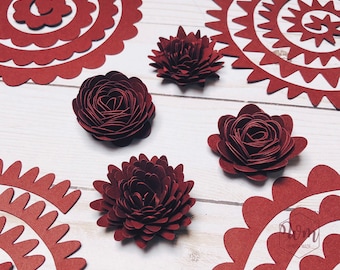 Rolled Paper Flower Template (4 designs), 3D Paper Flowers, Paper Flowers