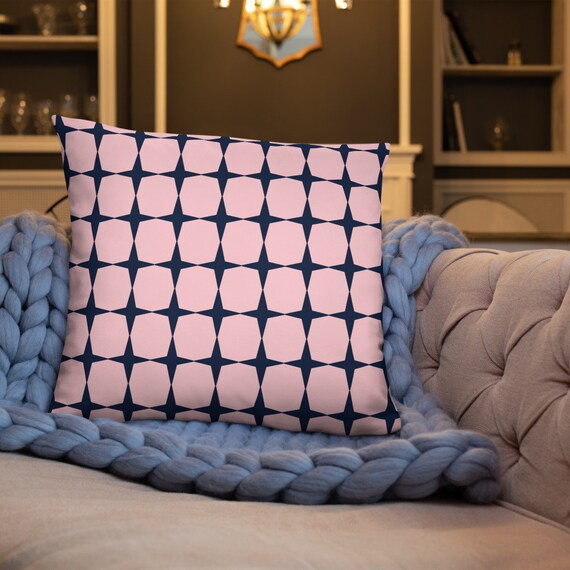 Pink and Navy Design Pillow Etsy Canada