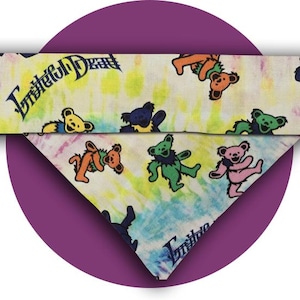 Grateful Dead Bears HARD TO FIND rare over the collar dog bandana-Music bandana - dog scarf-cat bandana-pet bandana-puppy bandana dogapparal