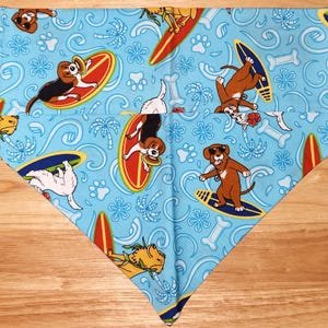 Cartoon Surf Dog over the collar dog bandana -  Surf scarf - surfer dog scarf - dog scarf - cat bandana - pet bandana-puppy bandana