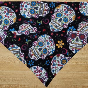 Sugar Skulls over the collar dog bandana - dog scarf - cat bandana - pet bandana-puppy bandana - dog apparel
