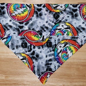 Grateful Dead Steal Your Face over the collar dog bandana - Music bandana - dog scarf - cat bandana - pet bandana-puppy bandana- dog apparel