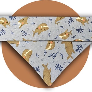 Cartoon Sharks Grey over the collar dog bandana - shark bandana  - dog scarf - cat bandana - pet bandana - puppy bandana - dog apparel