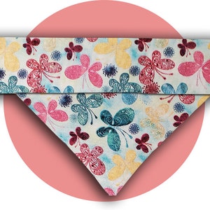 Colorful Butterflies over the collar dog bandana - butterfly bandana  - dog scarf - cat bandana - pet bandana - dog apparel
