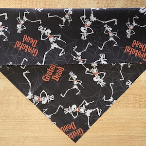 Grateful Dead (dancing skeleton) over the collar dog bandana - dead heads- dog scarf - cat bandana - pet bandana- dog apparel