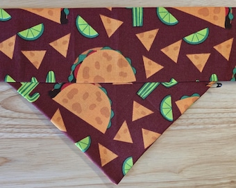 Tacos over the collar dog bandana - bandana  - dog scarf - cat bandana - pet bandana - dog apparel- pet clothes