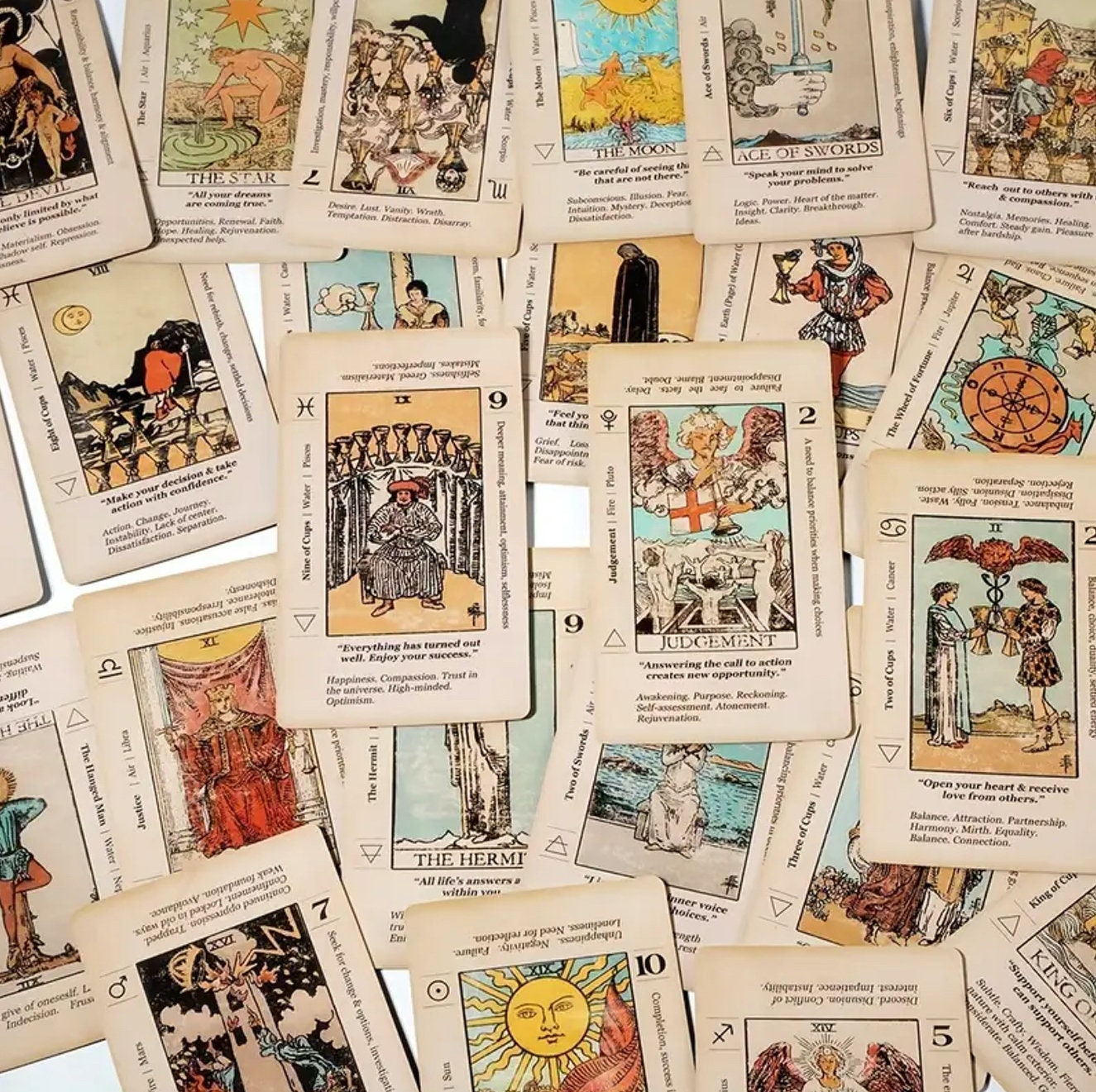 Meaning Tarot Rider Waite Deck With Meanings on Cards - Etsy