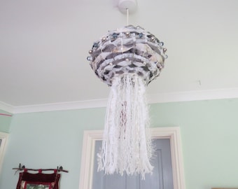 UFO ceiling pendant lampshade, 'Shade of Grey'. Alien spacecraft theme.