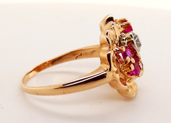 Vintage 1950s 14K Rose Gold Ring with Diamond - image 2