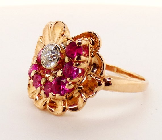 Vintage 1950s 14K Rose Gold Ring with Diamond - image 6