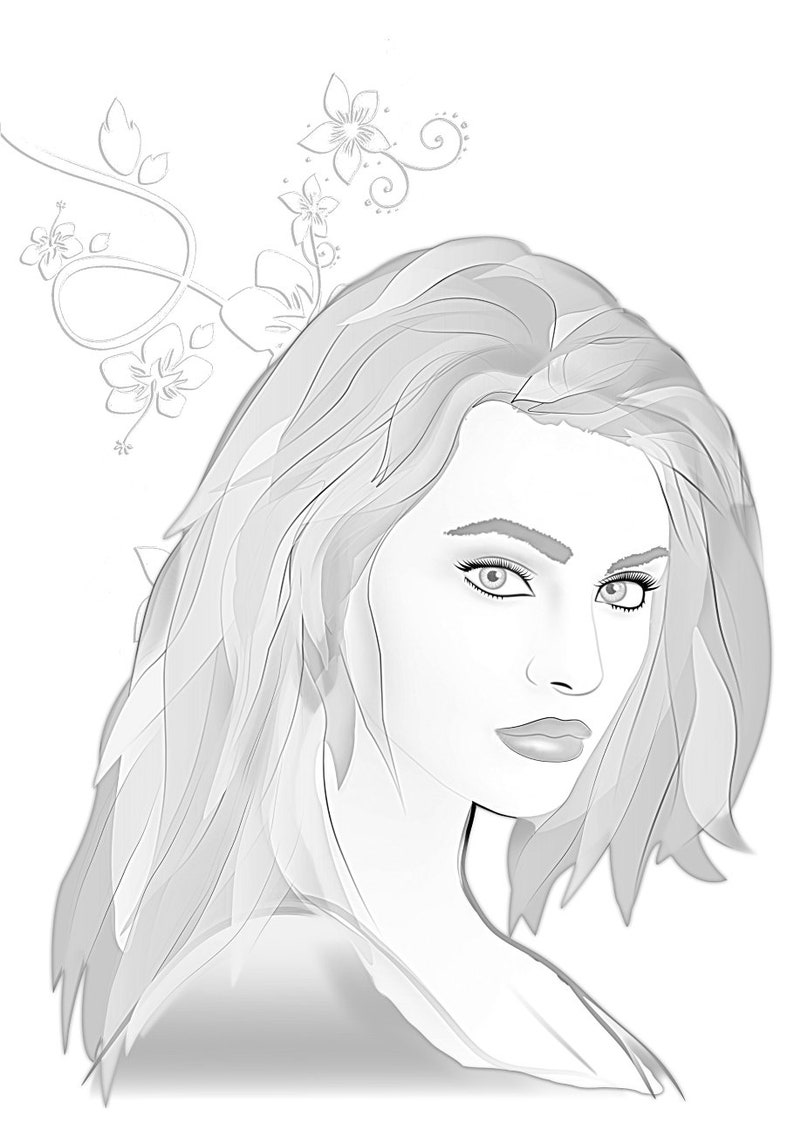Gray Scale Portrait Coloring 35 Pages 4 - Etsy